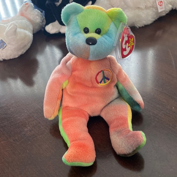 Ty Beanie Babies Peace Baby Teddy Bear Meaningful PVC Rare Vintage Collectible